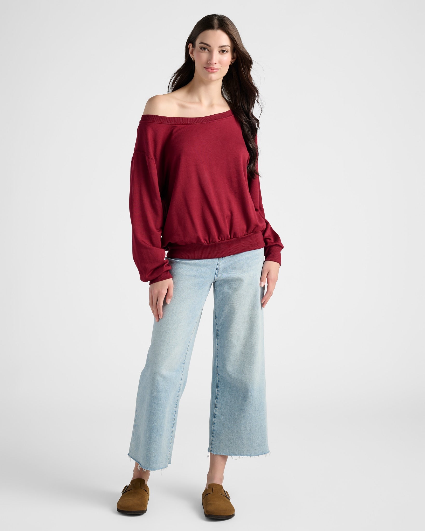 Cabernet $|& SEAS Brooksville One Shoulder Sweatshirt - UGC On Fig