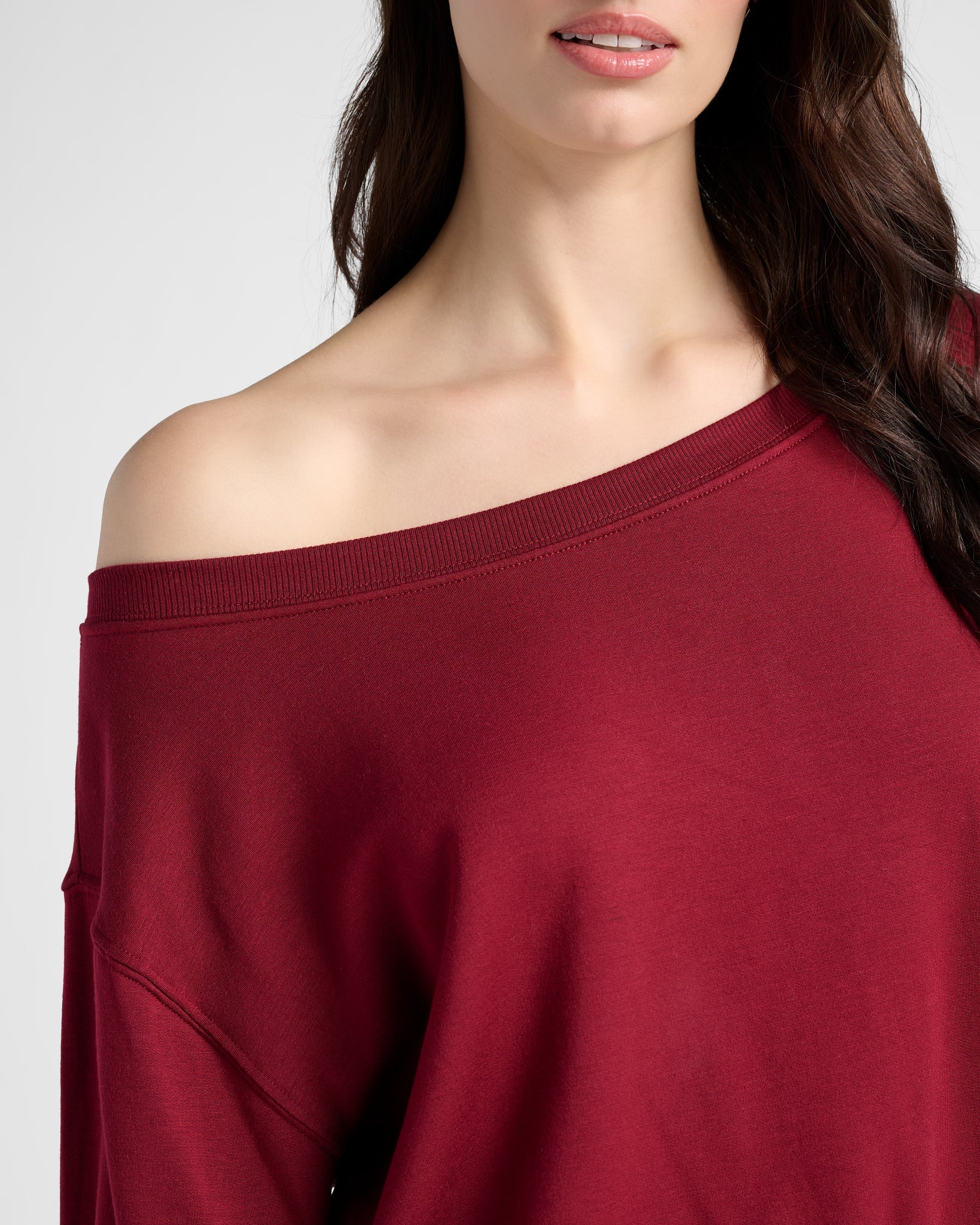 Cabernet $|& SEAS Brooksville One Shoulder Sweatshirt - SOF Full Front