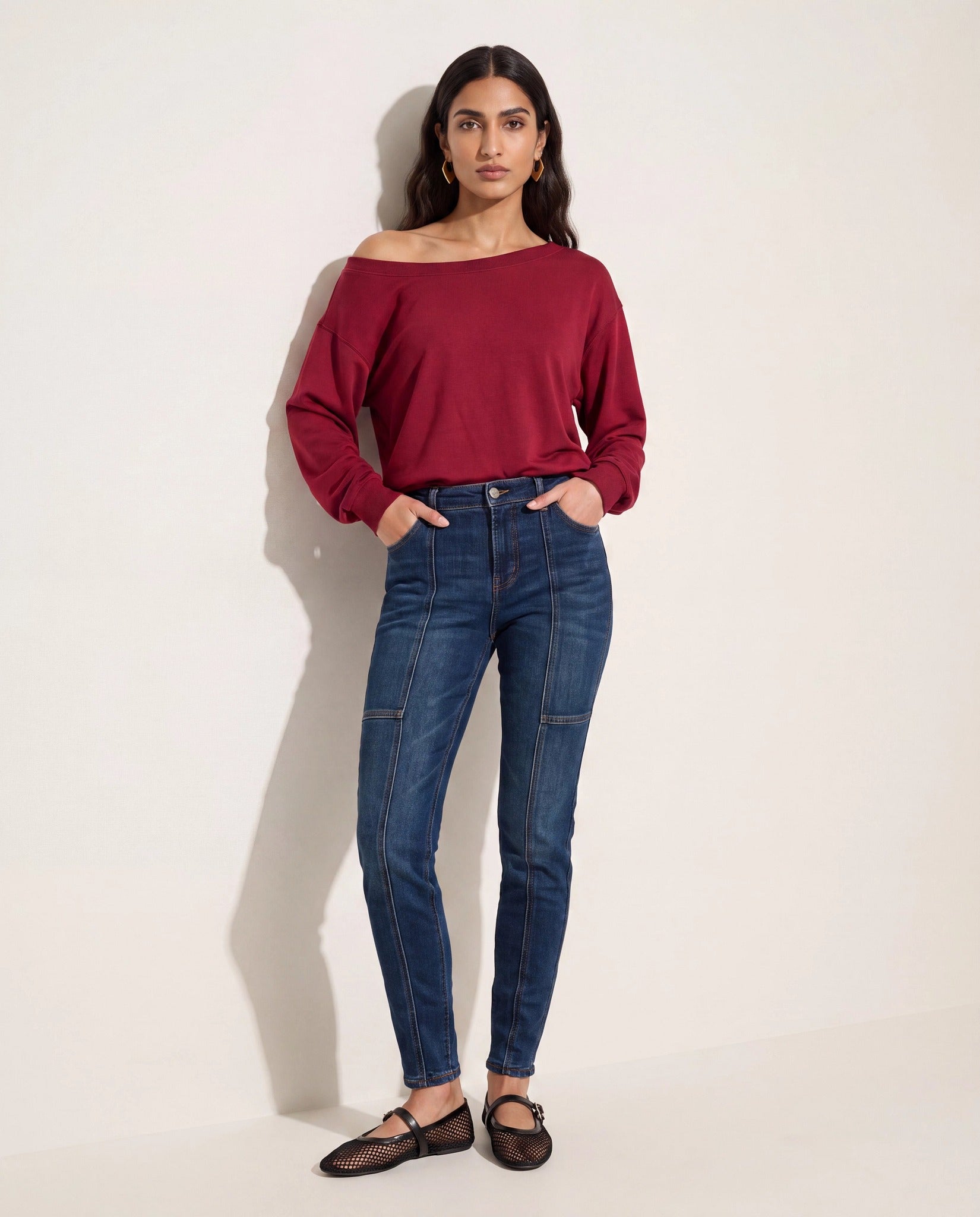 Cabernet $|& SEAS Brooksville One Shoulder Sweatshirt - UGC On Fig
