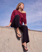 Cabernet $|& SEAS Brooksville One Shoulder Sweatshirt - SOF Side