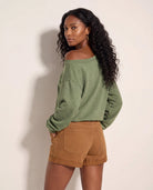 Light Olive $|& SEAS Brooksville One Shoulder Sweatshirt - SOF Side
