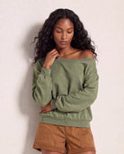 Light Olive $|& SEAS Brooksville One Shoulder Sweatshirt - SOF Front
