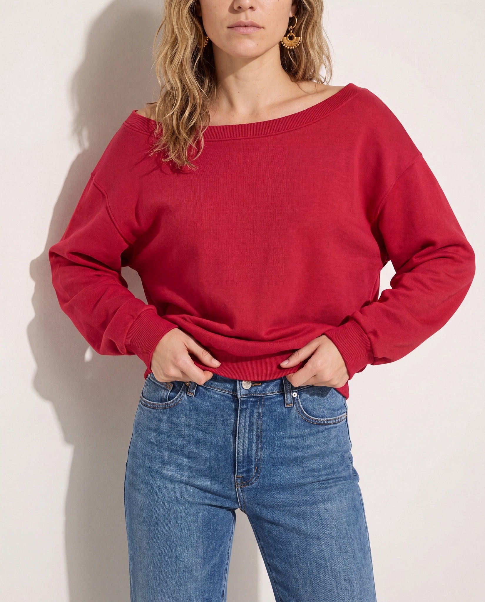 Chili Pepper $|& SEAS Brooksville One Shoulder Sweatshirt - SOF Front