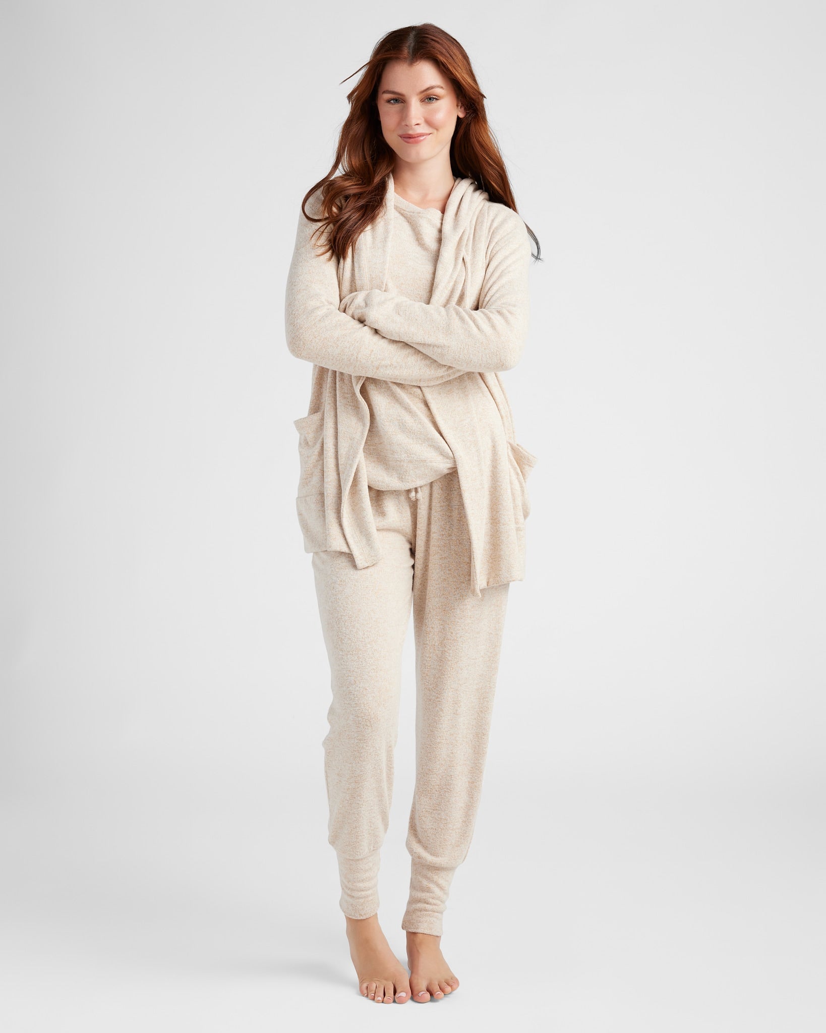 Oatmeal $|& SEAS Dreamy Hacci Laguna Cardigan - SOF Full Front