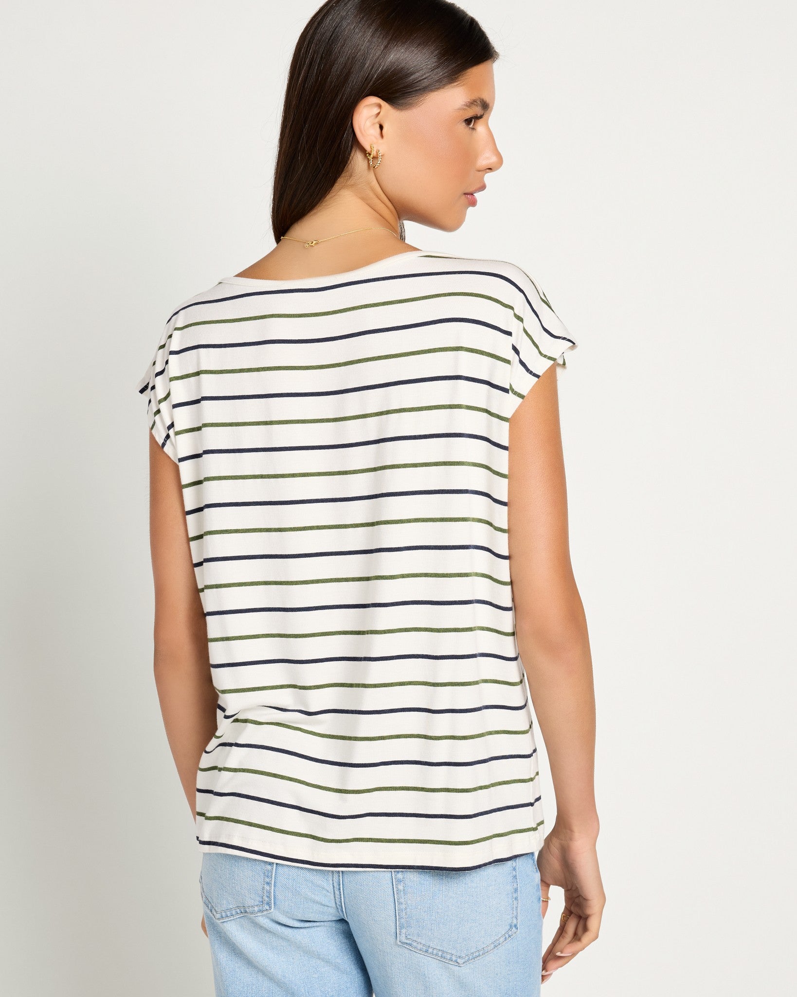 Natural/Nymph/Indin $|& SEAS Brentwood Boat Neck Stripe Top - SOF Back