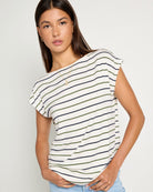 Natural/Nymph/Indin $|& SEAS Brentwood Boat Neck Stripe Top - SOF Front