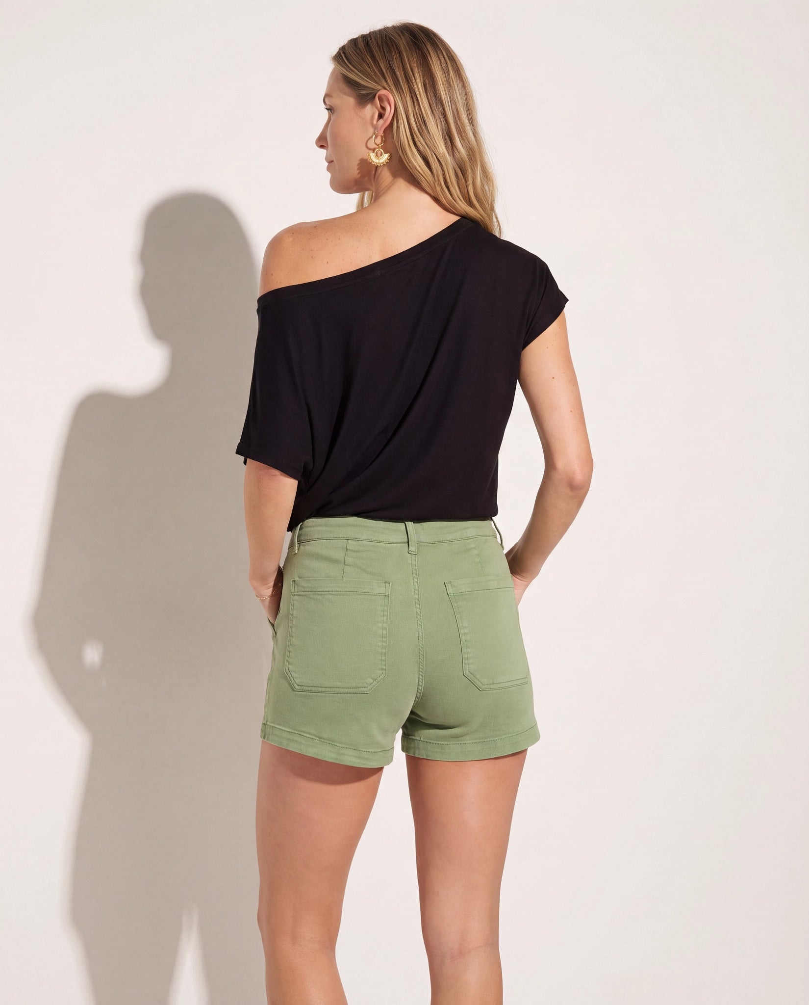 Black $|& SEAS Edgewater Off The Shoulder Tee - SOF Side