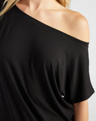 Black $|& SEAS Edgewater Off The Shoulder Tee - SOF Detail