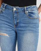 Medium Wash $|& SEAS Jett Mid Rise Ankle Skinny Jeans - SOF Detail
