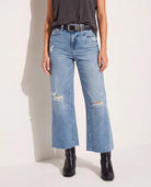 Medium Wash $|& SEAS Joni Wide Leg Distressed Jeans - SOF Front