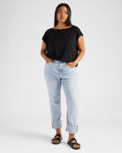 Black $|& SEAS Brentwood Boat Neck Top - UGC On Fig