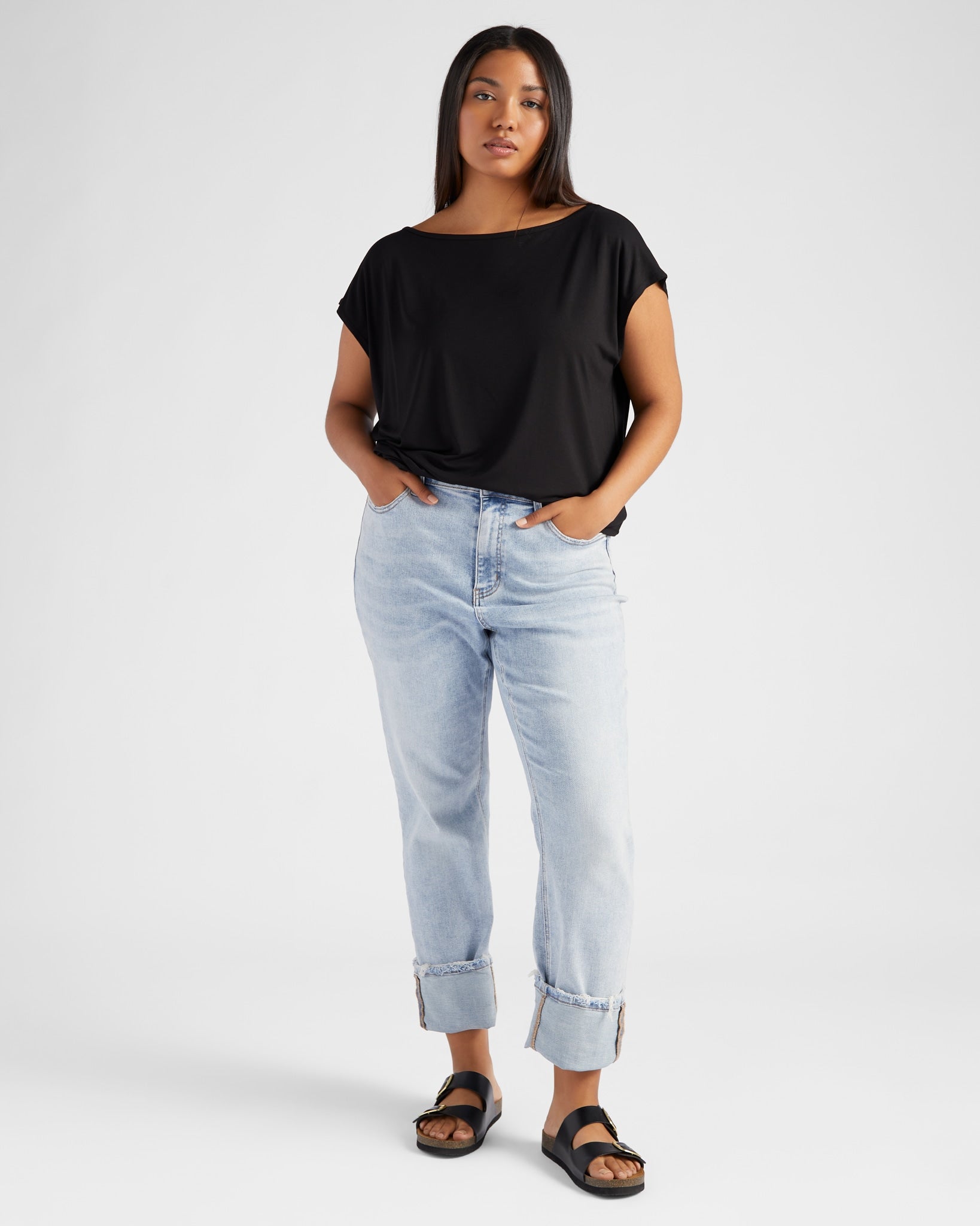 Black $|& SEAS Brentwood Boat Neck Top - UGC On Fig