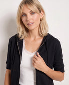 Black $|& SEAS Short Sleeve Fleece Zip Up - SOF Full Front