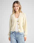 Cream $|& SEAS Coastal V-Neck Cardigan - SOF Front