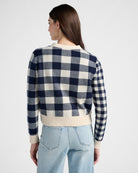 Cream/Navy $|& SEAS Alumni Double Plaid Cardigan - SOF Back