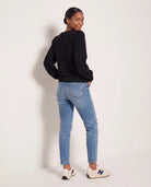 Black $|& SEAS Pacific Puff Shoulder Crew Neck Sweater - SOF Side