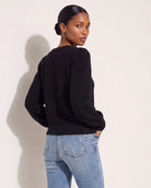 Black $|& SEAS Pacific Puff Shoulder Crew Neck Sweater - SOF Side