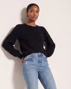 Black $|& SEAS Pacific Puff Shoulder Crew Neck Sweater - SOF Front