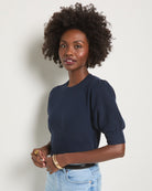 Navy $|& SEAS Pacific Puff Short Sleeve Crew Neck - VOF Front