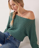 Frosty Spruce $|& SEAS Open Weave Dolman Sweater - SOF Back