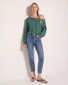 Frosty Spruce $|& SEAS Open Weave Dolman Sweater - SOF Side