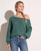 Frosty Spruce $|& SEAS Open Weave Dolman Sweater