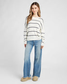 Ivory/Navy $|& SEAS Crew Neck Stripe Long Sleeve - SOF Full Front