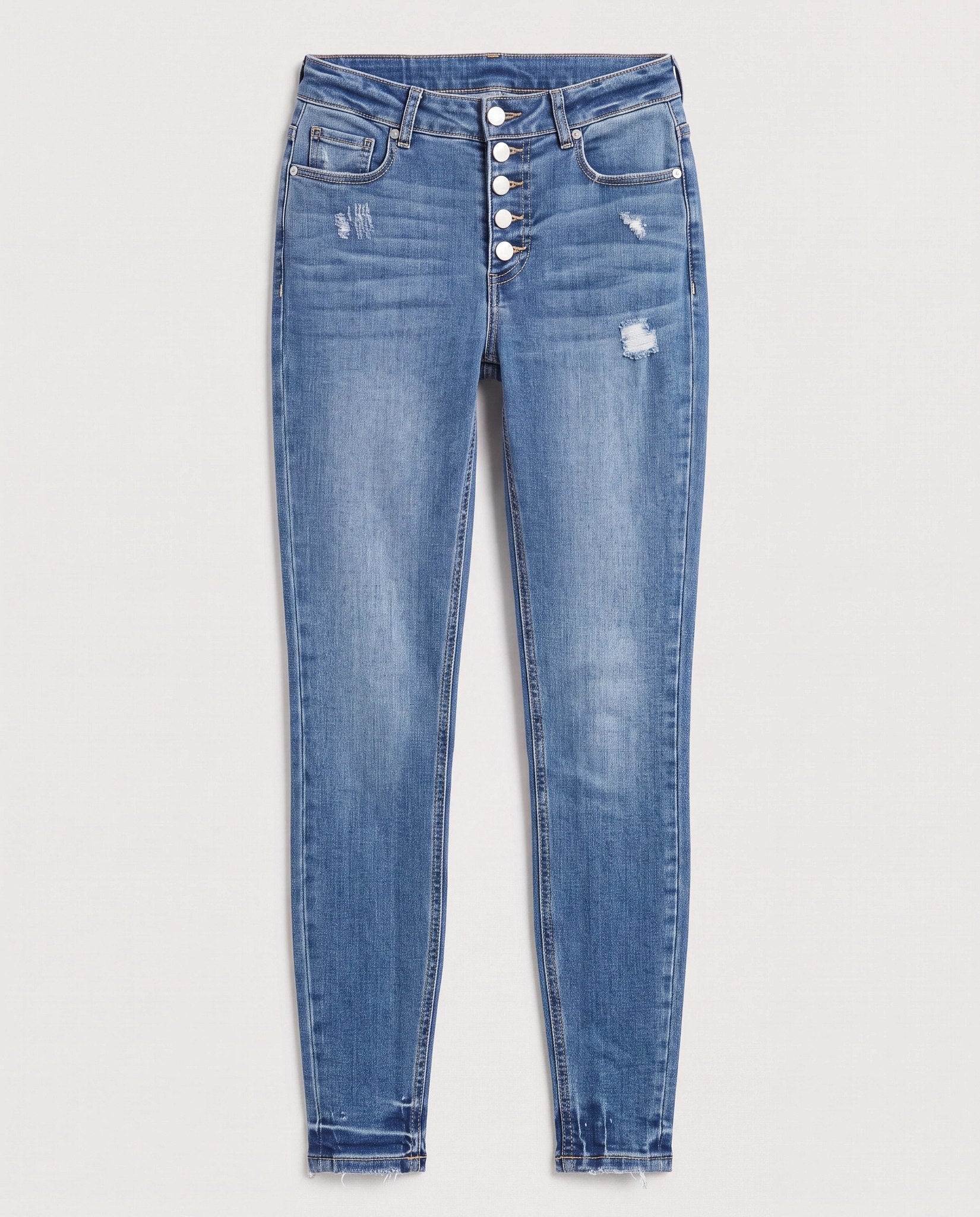 Medium Wash $|& SEAS Tina High Rise Ankle Skinny Jeans with Button Fly - Hanger Detail