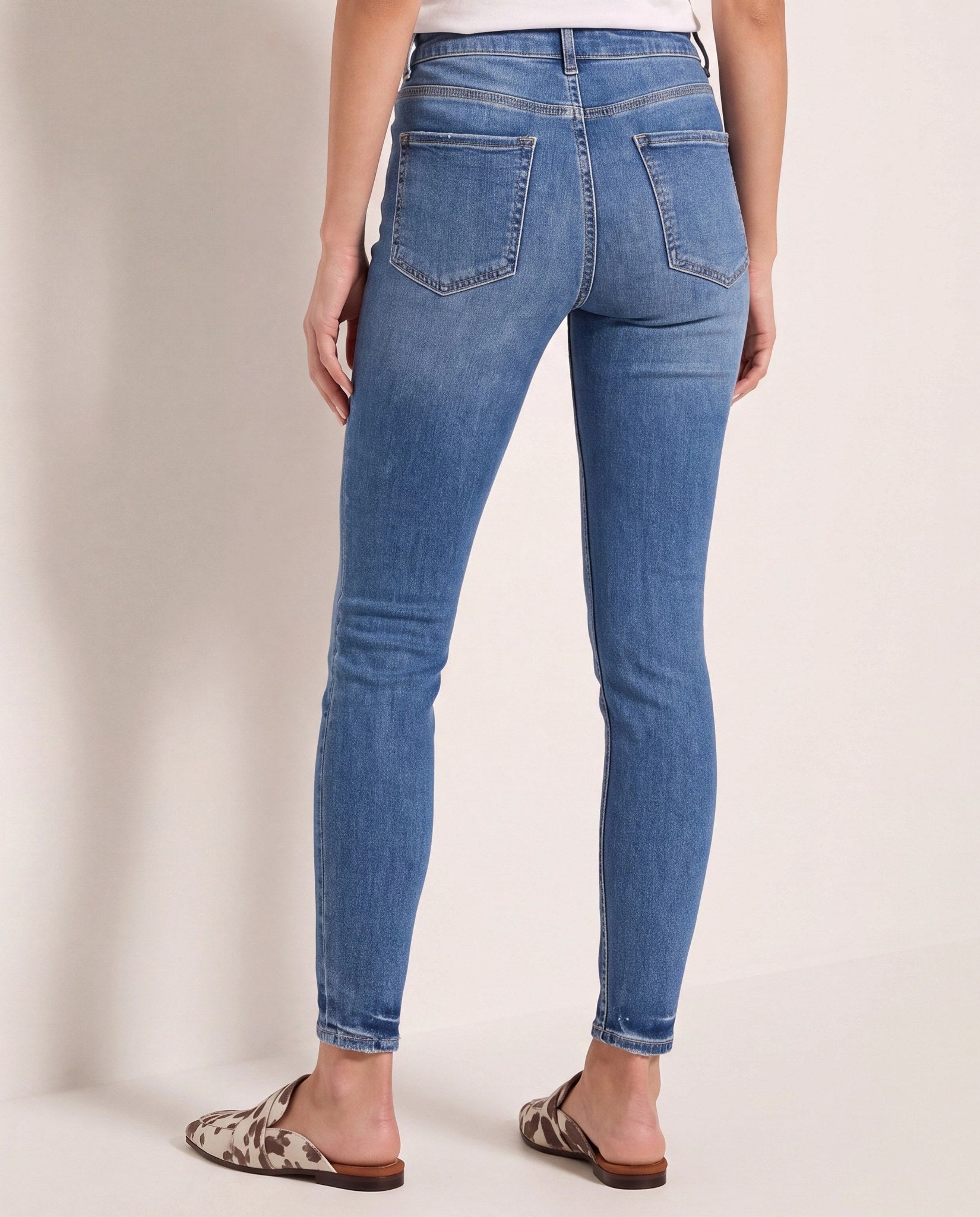 Medium Wash $|& SEAS Tina High Rise Ankle Skinny Jeans with Button Fly - SOF Back