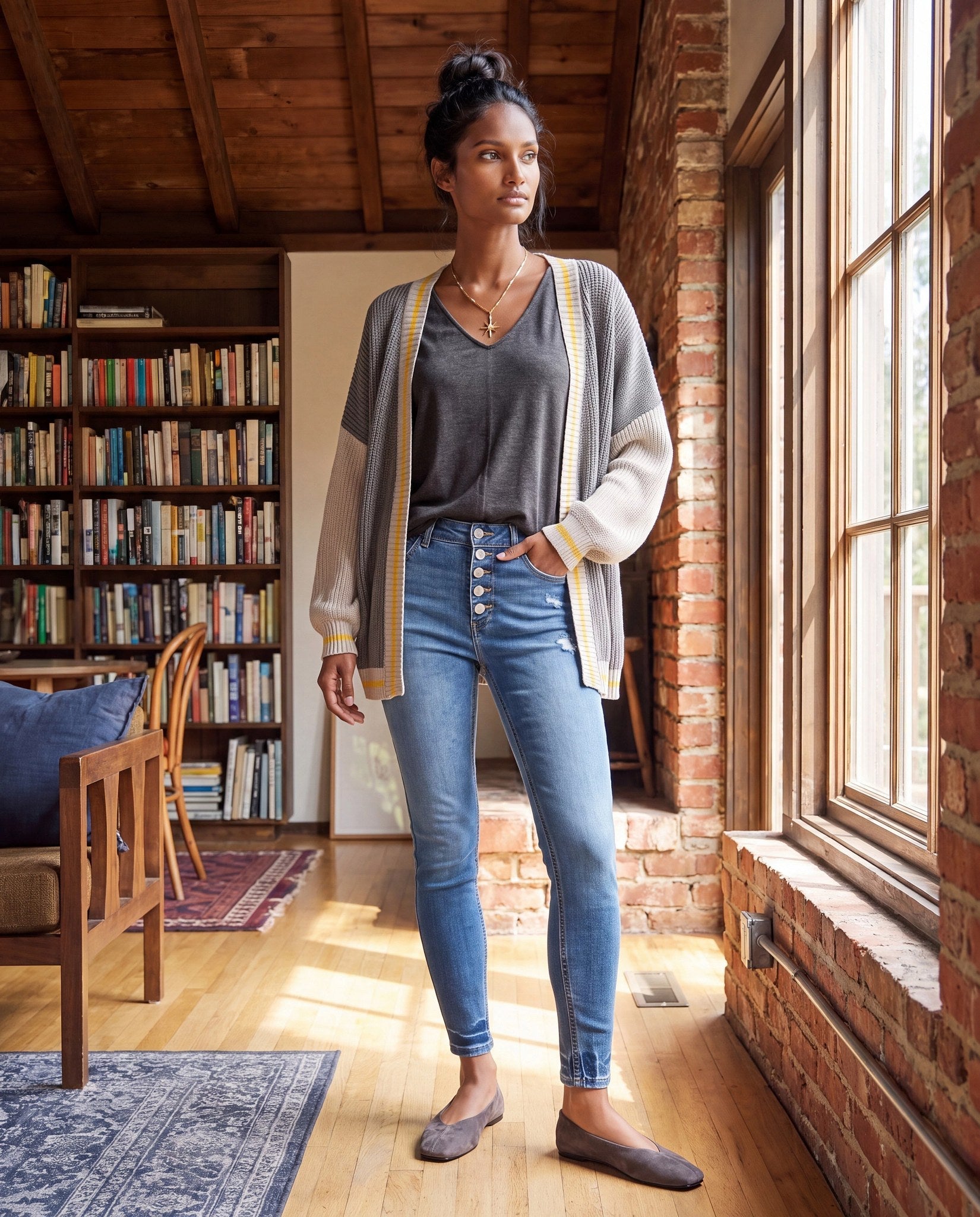Medium Wash $|& SEAS Tina High Rise Ankle Skinny Jeans with Button Fly - SOF Side