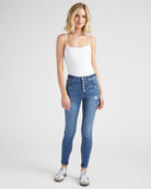 Medium Wash $|& SEAS Tina High Rise Ankle Skinny Jeans with Button Fly - SOF Full Front