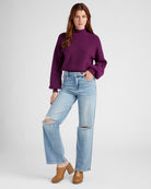 Heather Eggplant $|& SEAS Pacific Mock Neck Marled Sweater - SOF Full Front