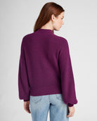 Heather Eggplant $|& SEAS Pacific Mock Neck Marled Sweater - SOF Back