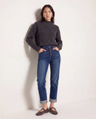 Dark Wash $|& Herizon Phoebe High Rise Mom Jeans with Button Fly