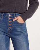 Dark Wash $|& Herizon Phoebe High Rise Mom Jeans with Button Fly - SOF Front