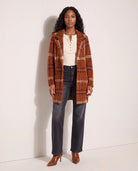 Rust $|& OneWorld Plaid Sweater Coatigan - SOF Back