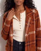 Rust $|& OneWorld Plaid Sweater Coatigan - SOF Back
