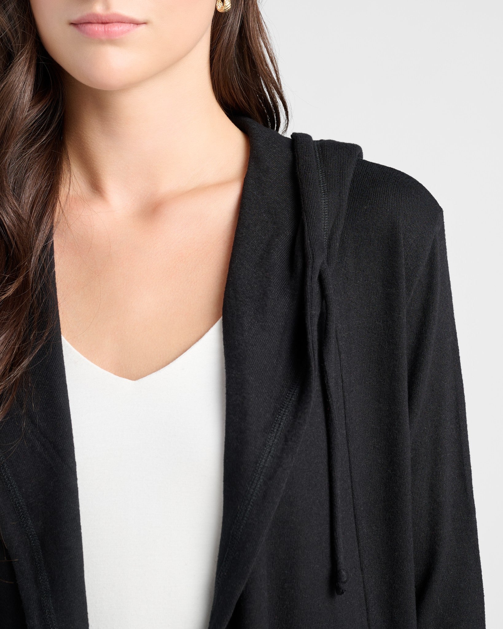 Black $|& SEAS Laguna Hooded Cardigan - SOF Detail