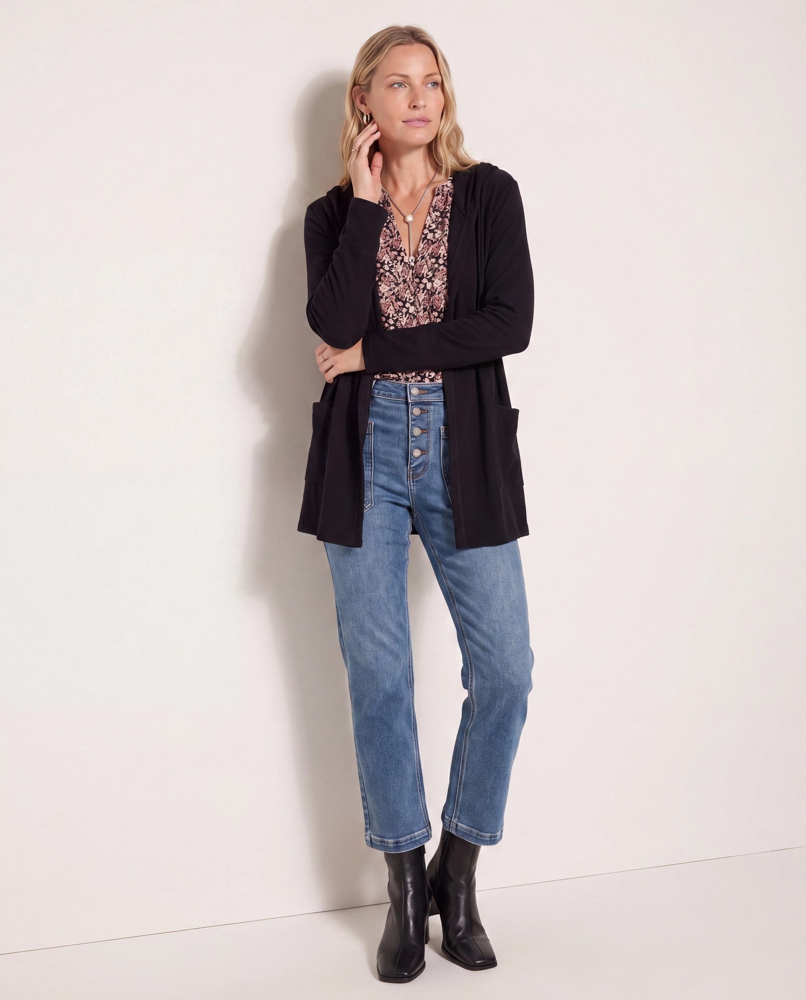 Black $|& SEAS Laguna Hooded Cardigan - SOF Back