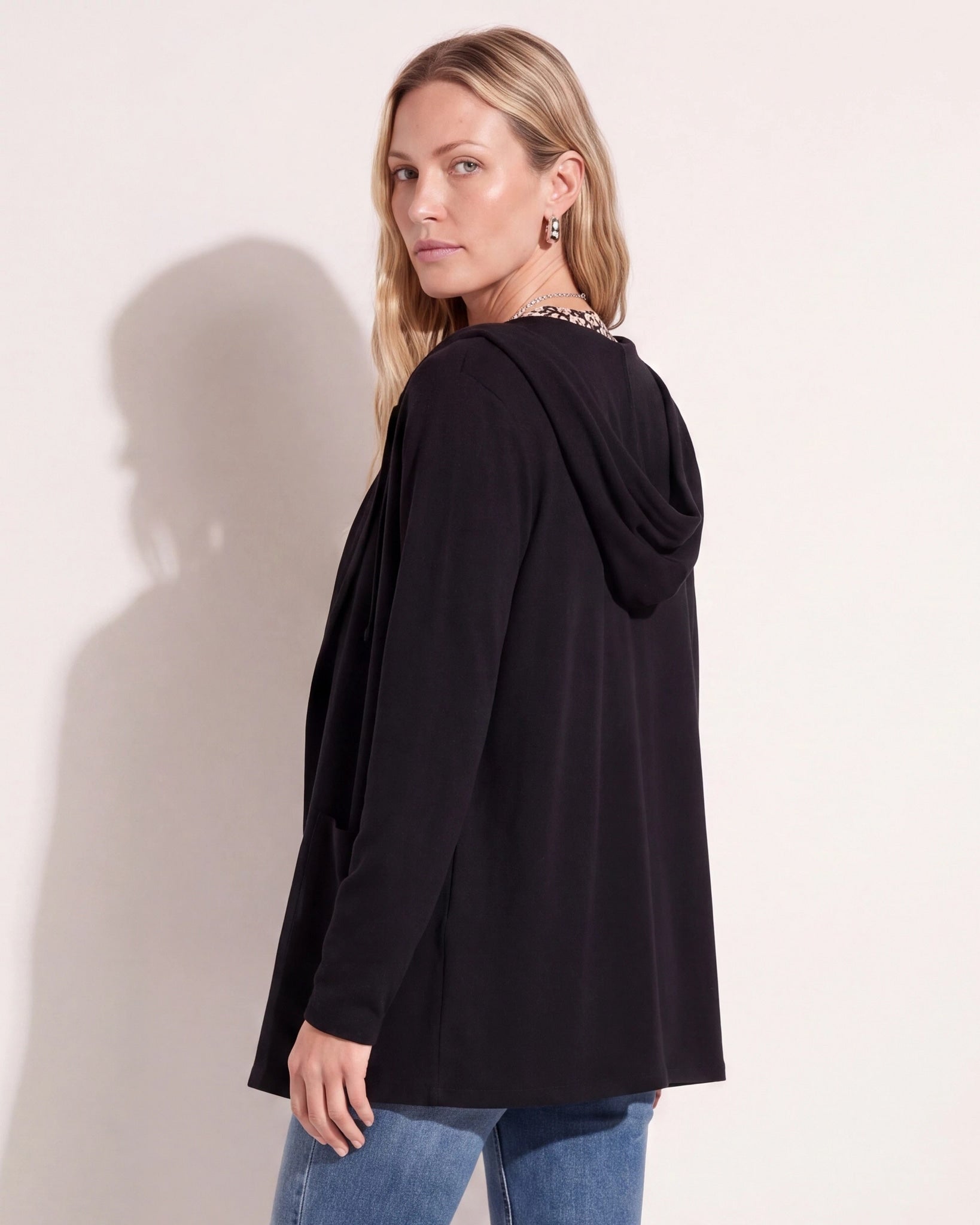 Black $|& SEAS Laguna Hooded Cardigan - SOF Side