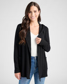 Black $|& SEAS Laguna Hooded Cardigan - SOF Front