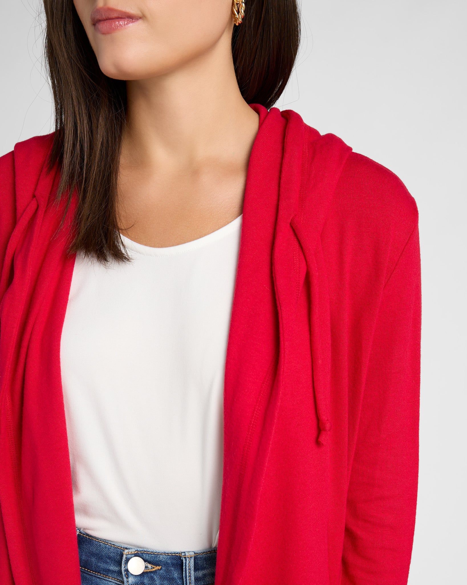 Chili Pepper $|& SEAS Laguna Hooded Cardigan - SOF Detail