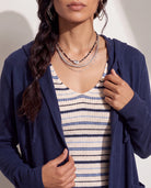 Navy $|& SEAS Laguna Hooded Cardigan - SOF Back