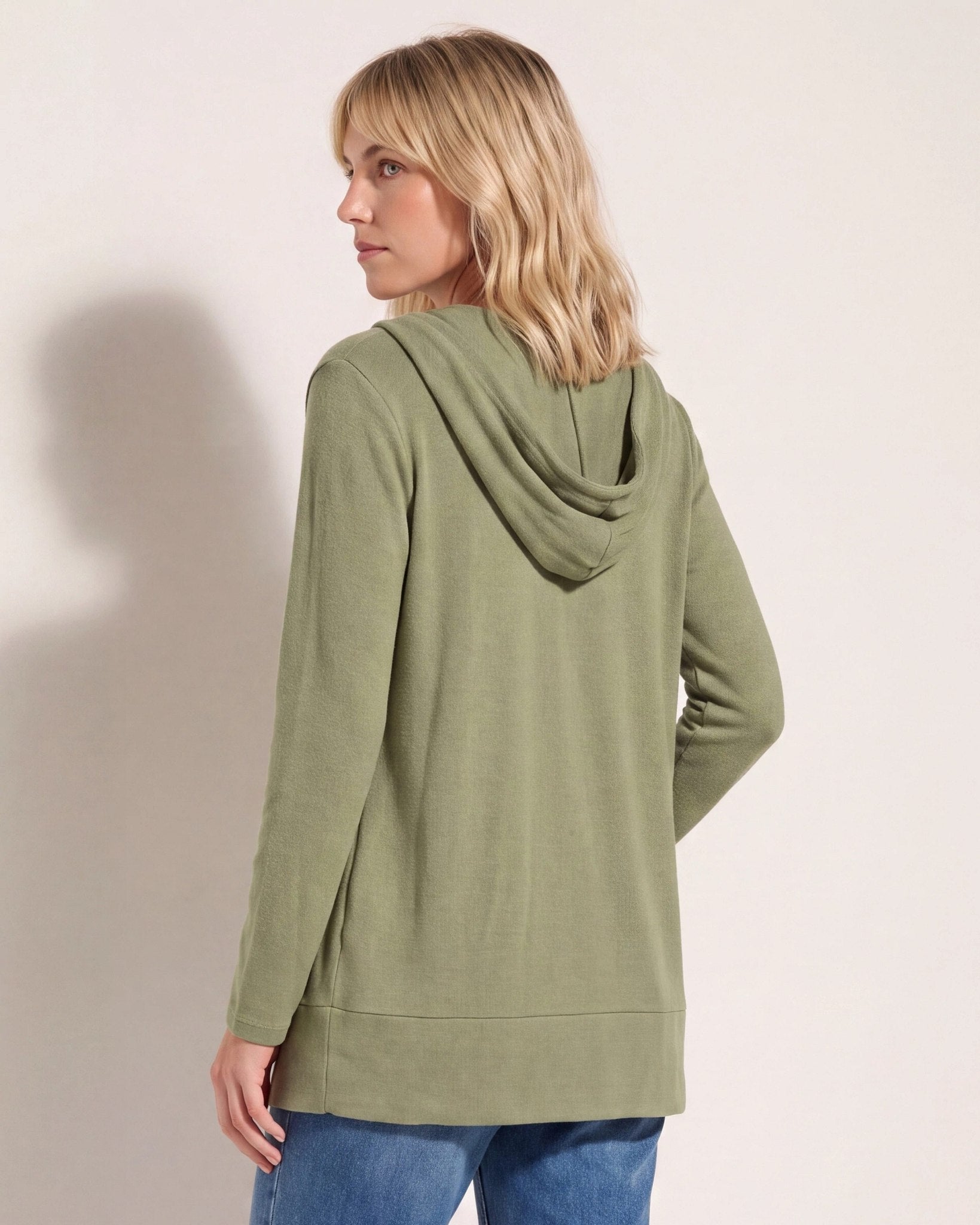 Heather Olive $|& SEAS Laguna Hooded Cardigan - SOF Side