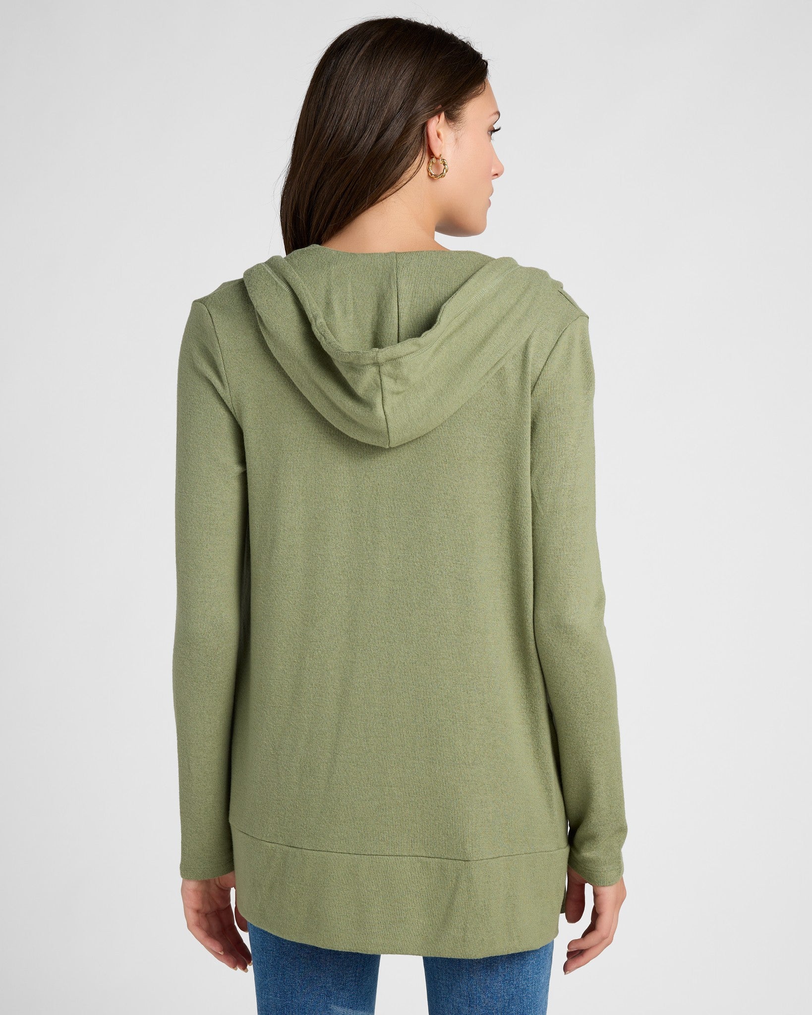 Heather Olive $|& SEAS Laguna Hooded Cardigan - SOF Back