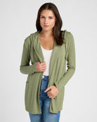 Heather Olive $|& SEAS Laguna Hooded Cardigan - SOF Front