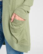 Heather Olive $|& SEAS Cocoon Cardigan - SOF Detail