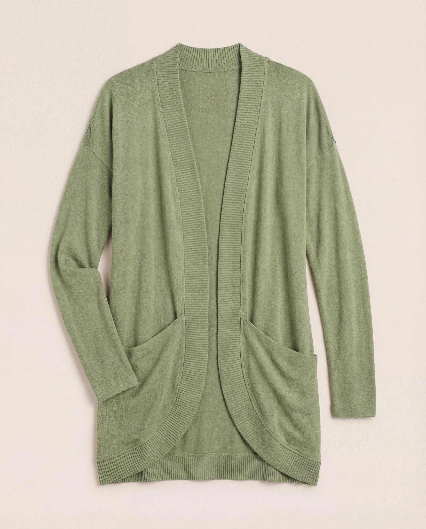 Heather Olive $|& SEAS Cocoon Cardigan - Hanger Detail
