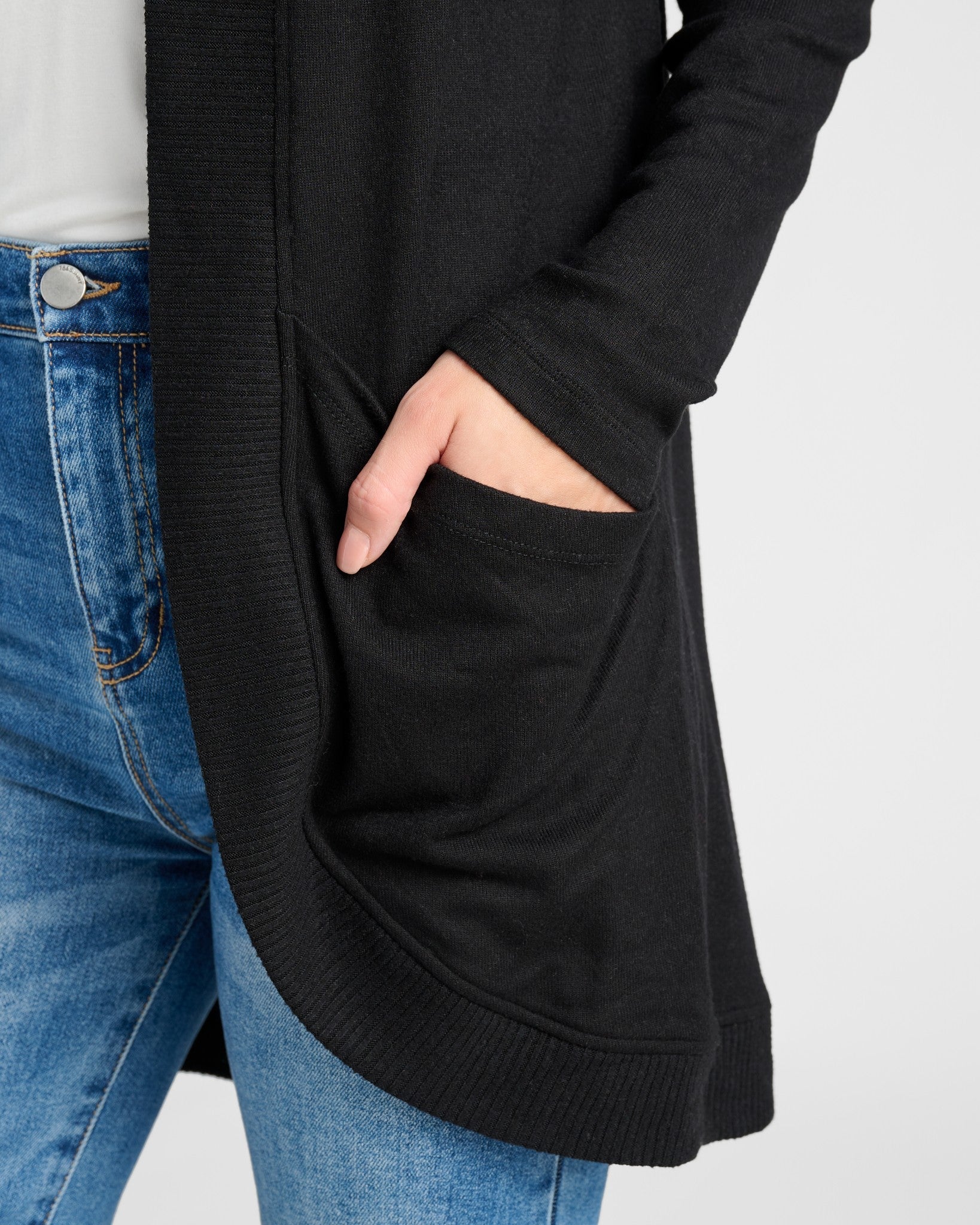 Black $|& SEAS Cocoon Cardigan - SOF Detail
