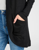 Black $|& SEAS Cocoon Cardigan - SOF Full Front